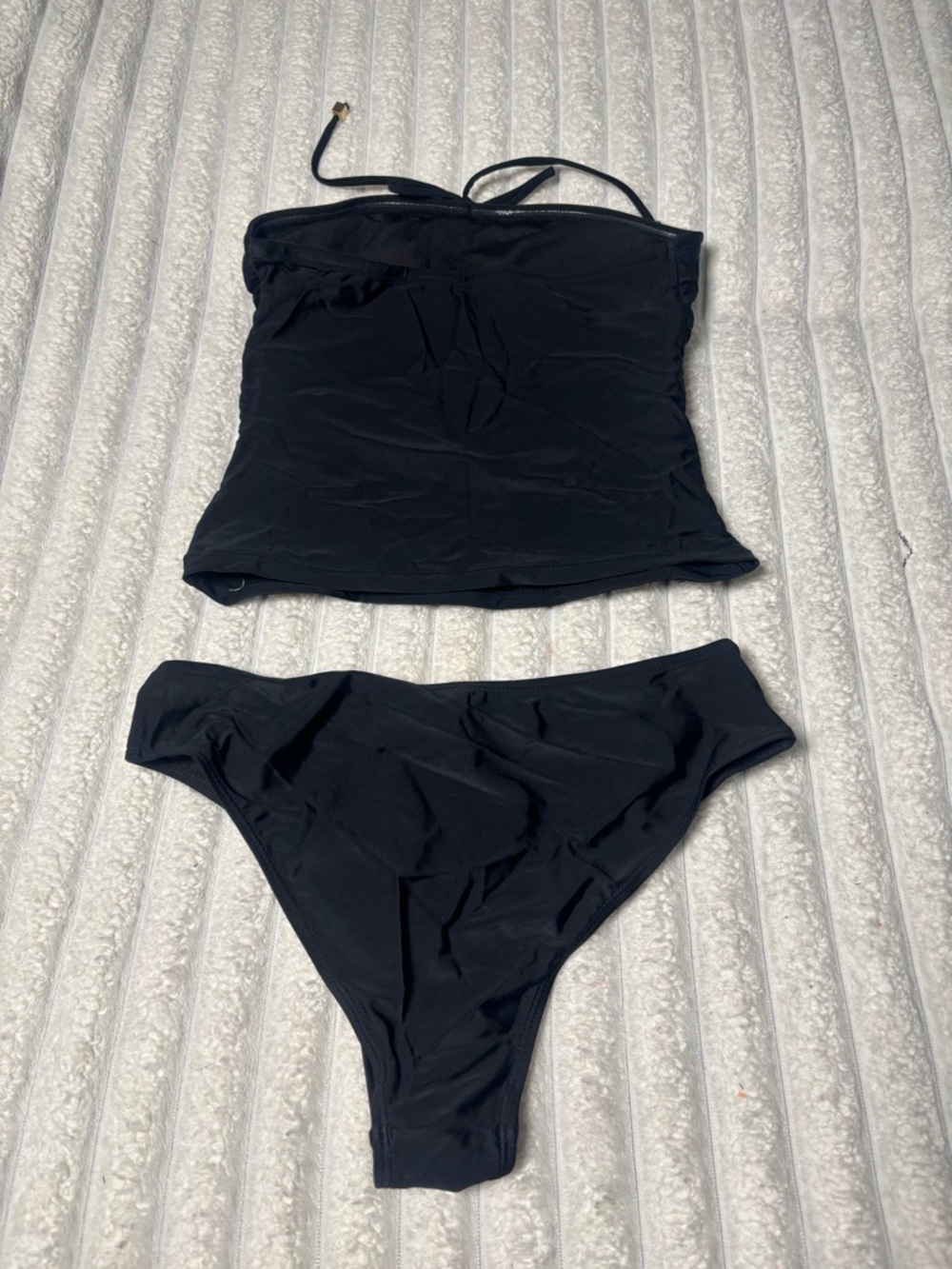 Strapless Black Ruched Two-Piece Swim Set - Picture 6 of 9